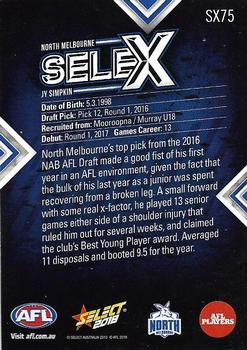 2018 Select Footy Stars - Selex #SX75 Jy Simpkin Back